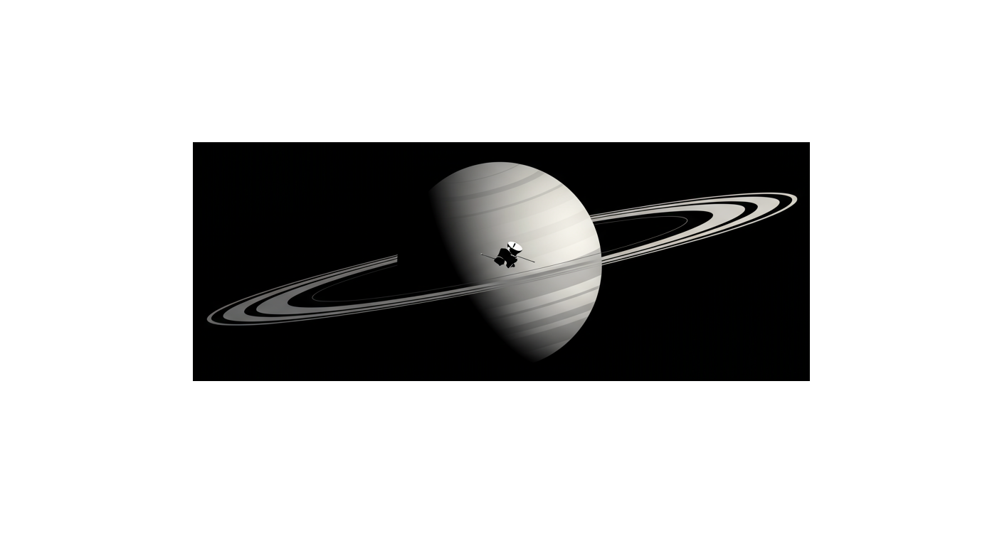 294 Orbits Logo - Saturn with Cassini spacecraft